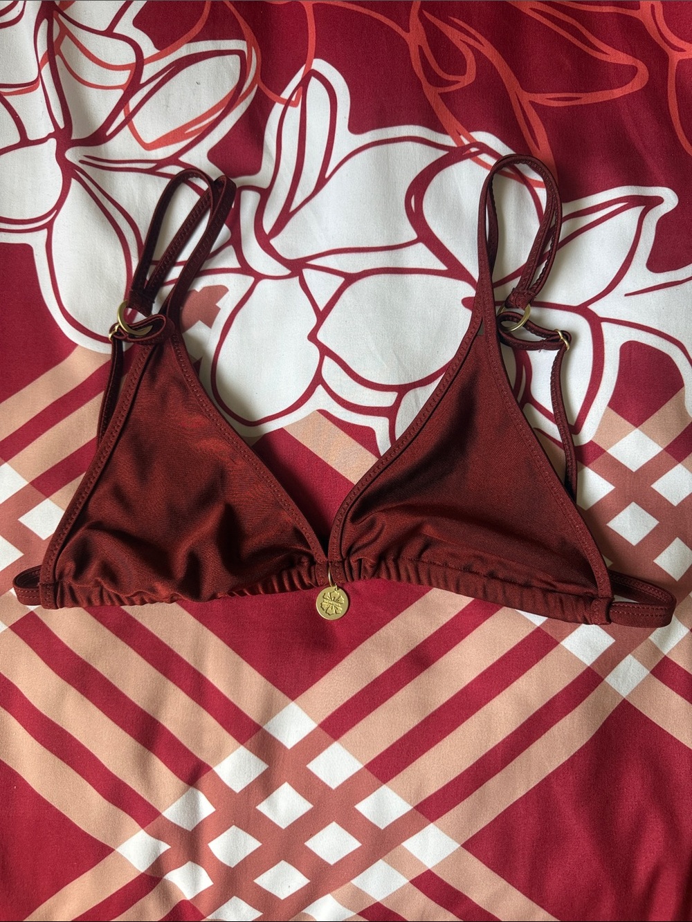 Kulani Kinis Deep Wine Red Triangle Bikini Top